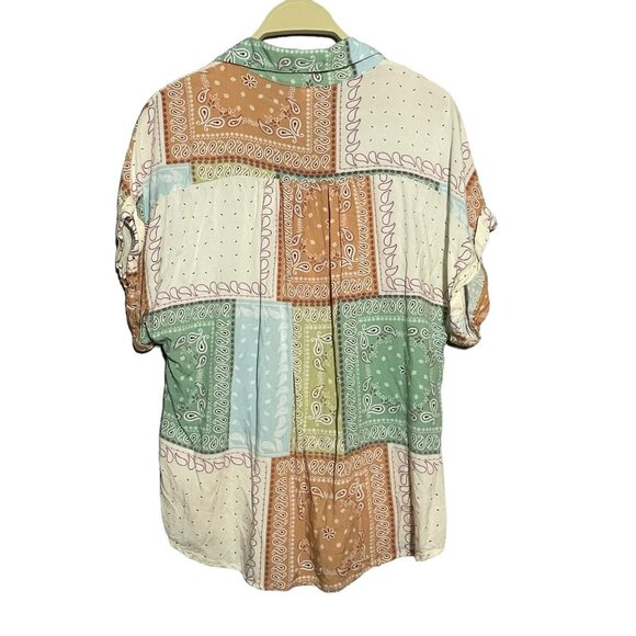 Ivy Jane Blouse Women Size S/M Retro Paisley Vneck Patch Hipster Comfy Relaxed - Picture 2 of 10